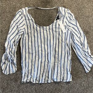 Anthropologie Drew Stripe Open Back Top | Bell Sleeves Bow Detail | Size M NWT
